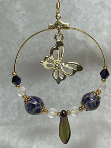 Vintage Cloisonne Round Purple Earrings 